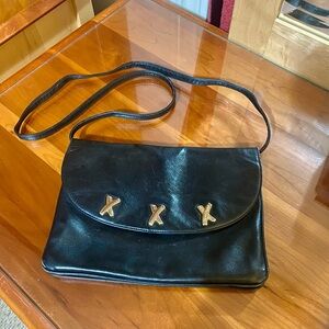 Paloma Picasso Black Leather Women's Flap Purse And Clutch.